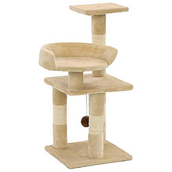 Helloshop26 Arbre à chat griffoir grattoir niche jouet animaux peluché en sisal 65 cm beige 3702043