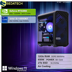 Sedatech Workstation Compact ATX • Intel i9-14900KF • RTX4060 • 32Go DDR5 • 2To SSD M.2 • Windows 11