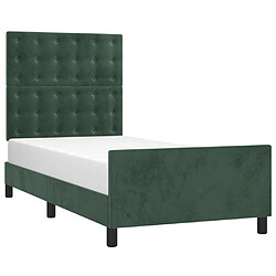 vidaXL Cadre de lit sans matelas vert foncé 100x200 cm velours