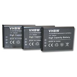 vhbw 3x Batteries remplacement pour Samsung SLB-0837b pour appareil photo, reflex numérique (500mAh, 3,7V, Li-ion)