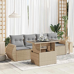 vidaXL Salon de jardin avec coussins 5 pcs beige résine tressée