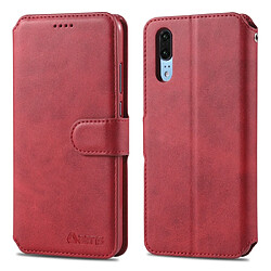 Wewoo Housse Coque Pour Huawei P20 AZNS Texture de veau Étui en cuir PU à rabat horizontal magnétique avec support et fentes cartes et cadre photo rouge