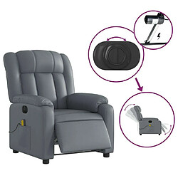 Maison Chic Fauteuil Relax pour salon, Fauteuil de massage inclinable électrique gris similicuir -GKD56849 pas cher