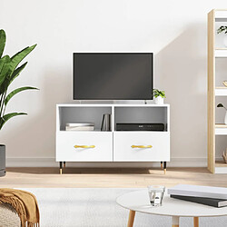 Maison Chic Meuble TV scandinave - Banc TV pour salon Blanc brillant 80x36x50 cm Bois d'ingénierie -MN64379