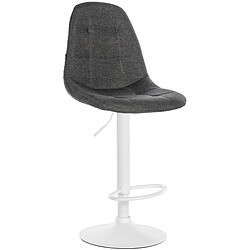 Decoshop26 Tabouret de bar x1 avec repose-pieds hauteur réglable pivotant assise en tissu gris foncé cadre métallique blanc 10_0004851