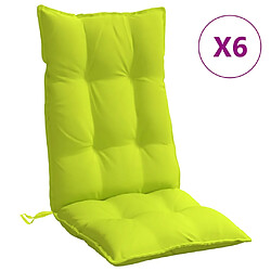 vidaXL Coussins de chaise à dossier haut lot de 6 vert vif