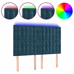 Maison Chic Tête de lit scandinave à LED,meuble de chambre Bleu foncé 144x5x118/128 cm Velours -MN67403