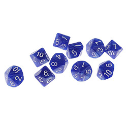 10 pièces en plastique 10 faces d10 d10 pour le jeu de barre de jeu accessoire bleu pas cher