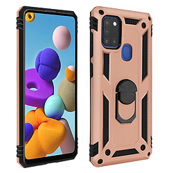 Avizar Coque Samsung Galaxy A21s Antichoc Bi-matière Bague Support Vidéo rose gold