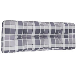 vidaXL Coussin de palette motif à carreaux gris 120x40x12 cm tissu