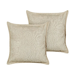 Beliani Lot de 2 coussins LAPSANA 60 x 60 cm Unicolore Broderie Beige