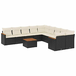 Maison Chic Salon de jardin 11 pcs avec coussins, Ensemble Tables et chaises d'extérieur noir résine tressée -GKD226618