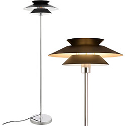 NETTLIFE Lampadaire Salon Noir Moderne E27 1 flamme avec interrupteur à pied Vintage Métal Design Industriel Hauteur 145CM