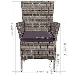 Maison Chic Chaise Relax,Fauteuil et tabouret et coussins d'extérieur Résine tressée Gris -GKD71113 pas cher