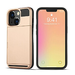 Coque en TPU anti-rayures avec porte-cartes coulissant or rose pour votre Apple iPhone 13 Pro 6.1 pouces