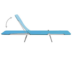 Maison Chic Lot de 2 Chaises longues pliables | Bain de soleil Relax | Transat Acier et tissu Bleu -GKD75590 pas cher