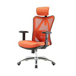 Decoshop26 Chaise de bureau support lombaire ergonomique appui-tête réglable en maille orange 04_0006215