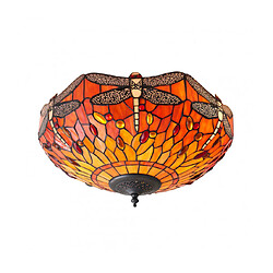 Interiors 1900 Plafonnier Dragonfly Flame, verre et métal