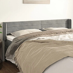 Maison Chic Tête de lit scandinave avec oreilles,meuble de chambre Gris clair 163x16x78/88 cm Velours -MN10995