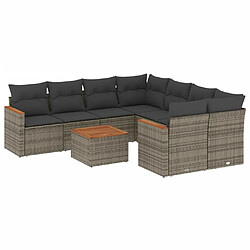 Maison Chic Salon de jardin 9 pcs avec coussins | Ensemble de Table et chaises | Mobilier d'Extérieur gris résine tressée -GKD86149