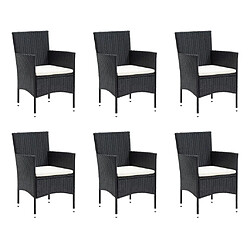 Avis Maison Chic Mobilier à dîner 7 pcs de jardin avec coussins - Ensemble table et chaises d'extérieur - Salon/Mobilier de jardin classique Résine tressée Noir -MN72183