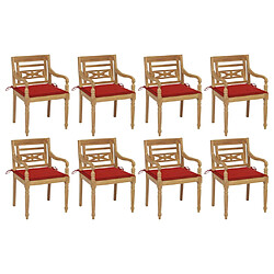 vidaXL Chaises Batavia avec coussins lot de 8 Bois de teck solide 