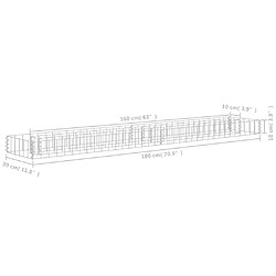 vidaXL Lit surélevé à gabion Acier galvanisé 180x30x10 cm pas cher