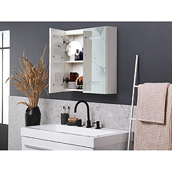 Beliani Armoire de toilette blanche avec miroir LED 60 x 60 cm TALAGAPA