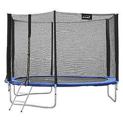 Hauki Trampoline de jardin avec filet de sécurité et échelle set complet bleu Ø 305 cm