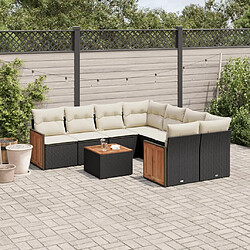 Maison Chic Salon de jardin 9 pcs avec coussins | Ensemble de Table et chaises | Mobilier d'Extérieur noir résine tressée -GKD44527