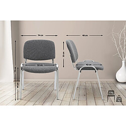 Decoshop26 Chaise visiteur empilable zone d'attente en tissu gris piètement à 4 pieds en métal chromé 10_0003370