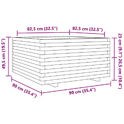 vidaXL Jardinière blanc 90x90x49,5 cm bois de pin massif pas cher