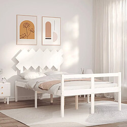 Maison Chic Lit adulte - Cadre Structure de lit avec tête de lit Contemporain blanc double bois massif -MN97283