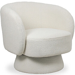 ICONIK INTERIOR Fauteuil Tapissé en Tissu Bouclé - Design Courbé - Dresa Blanc