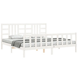 Acheter Maison Chic Lit adulte - Cadre Structure de lit avec tête de lit Contemporain blanc 200x200 cm bois massif -MN17167