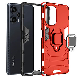 Avizar Coque pour Xiaomi Poco F5 Hybride Antichoc Anneau Support Ring Collection Rouge pas cher