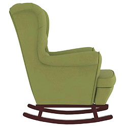 Acheter Maison Chic Fauteuil à bascule et pieds,Fauteuil pour relax en bois d'hévéa Vert clair Velours -MN62284