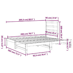 vidaXL Lit coulissant sans matelas 2x(90x200) cm pas cher