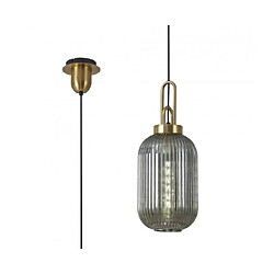 Luminaire Center Suspension design 1 ampoule Fumé,Laiton