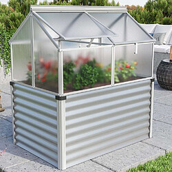 Vitavia Carré potager surélévé avec serre Gaia Jumbo zinc aluminium.