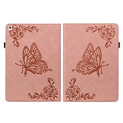 Etui en PU motif fleur et papillon avec porte-cartes et support rose pour votre Apple iPad 10.2 (2021)/(2020)/(2019)