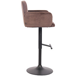 Decoshop26 Tabouret de bar pivotant en velours marron et métal noir avec accoudoirs repose-pieds et dossier TDB10653