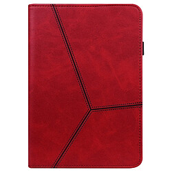 Etui en PU motif de lignes, réglable, antichocs avec support et porte-carte, rouge pour votre Oppo Pad