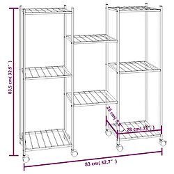 vidaXL Jardinière avec roues 83x25x83,5 cm Noir Fer pas cher