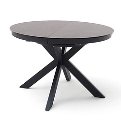 Pegane Table à manger, table de repas ronde extensible coloris anthracite, pieds métal laqué mat - Diamètre 120-160 x Hauteur76 cm