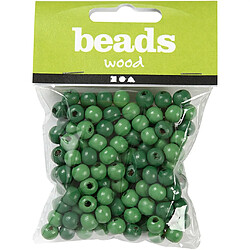 Perles en bois, D: 8mm, Vert, 15g, Env. 100 pièces.