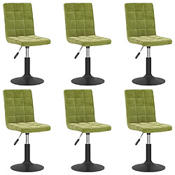 vidaXL Chaises pivotantes à manger lot de 6 vert clair velours