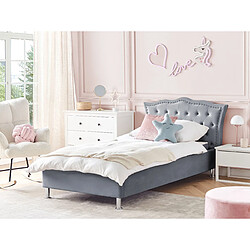 Beliani Lit simple en velours avec rangement 90 x 200 cm gris METZ