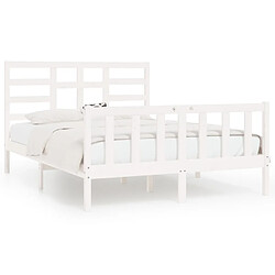 Maison Chic Lit adulte - Lit simple Cadre de lit,Structure du lit Contemporain Blanc Bois de pin massif 160x200 cm -MN83915