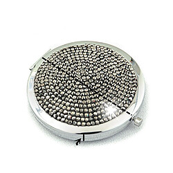 Avis Wewoo Mini miroir de maquillage rond pliable en métal à double face incrusté de diamants bleu ciel